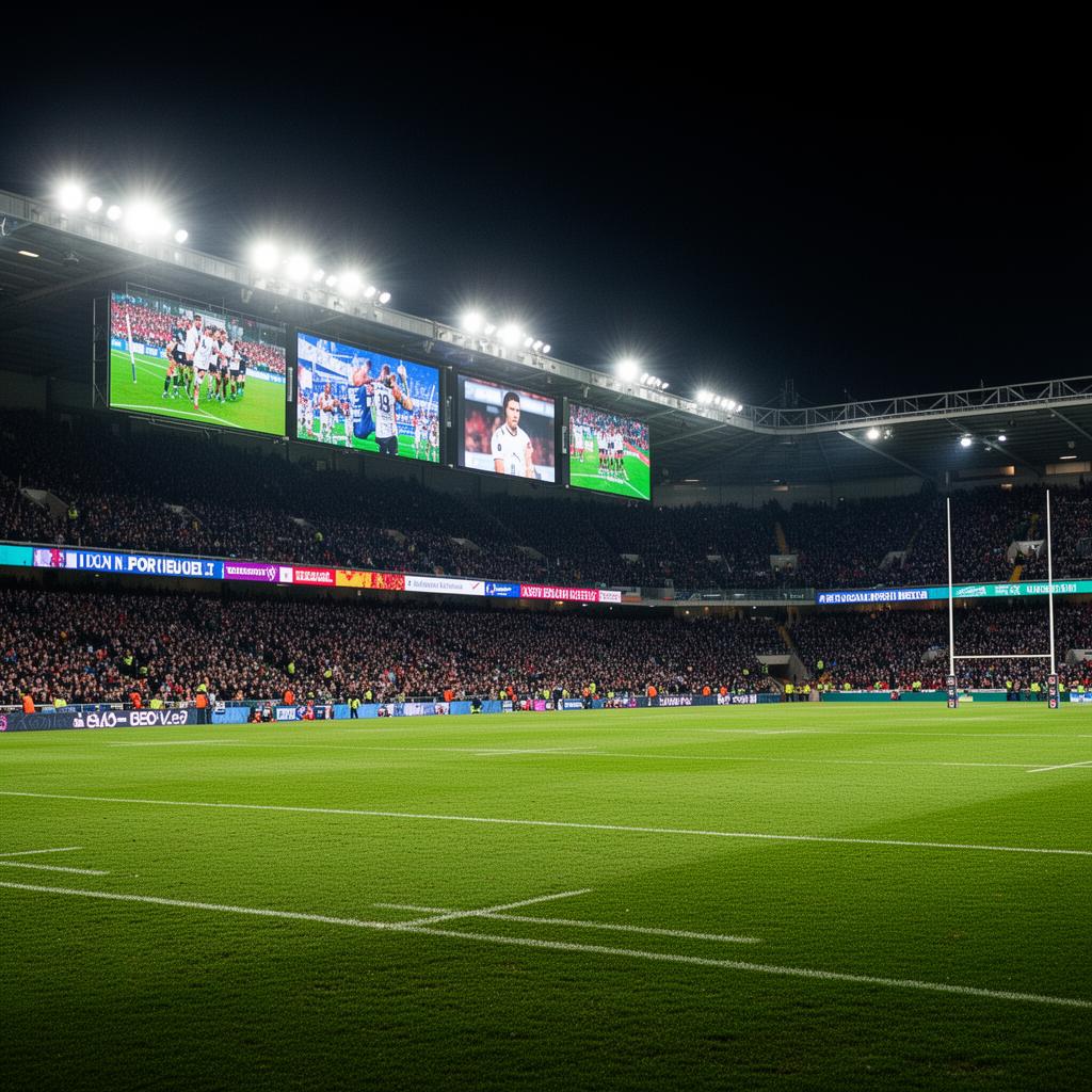 LED perimeter screen at rugby stadium